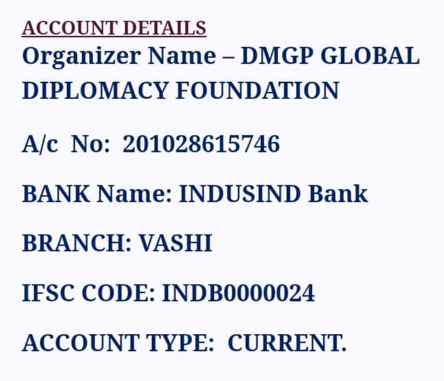 Bank Account Details for Donation
